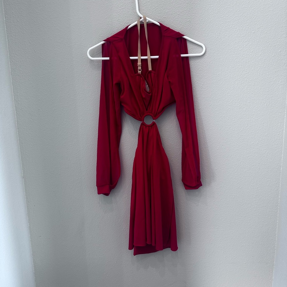Weissman Vibrant Red Long Sleeve Dress